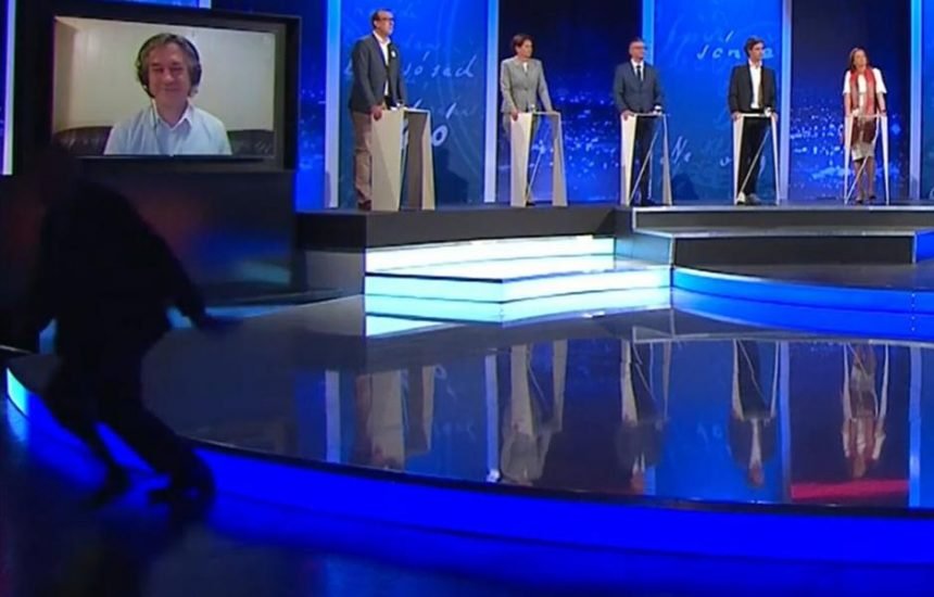 Kaos na televizijskom sučeljavanju predsjedničkih kandidata u Sloveniji.  Zmago se naljutio, pa posrnuo