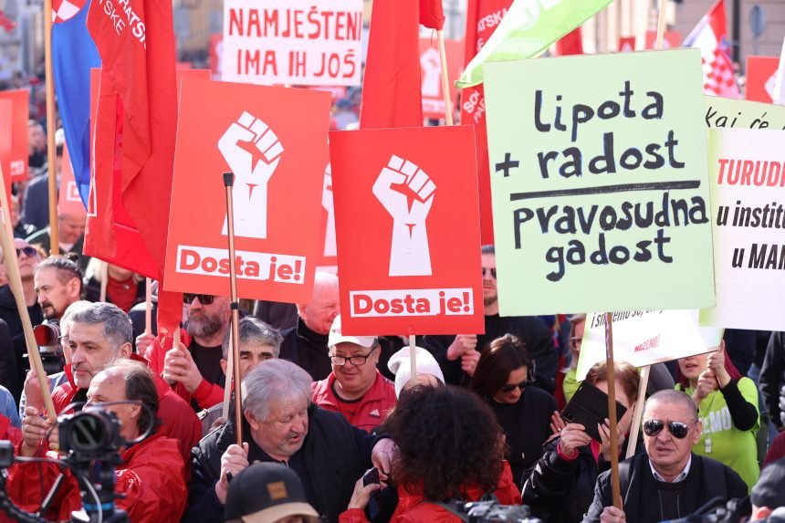 Prosvjed ljevičarskih stranaka na Markovom trgu: Puljak otkrio kako se HDZ-u može zabraniti rad i djelovanje