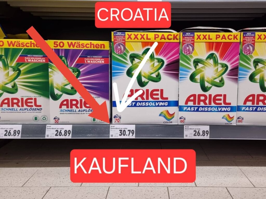 "Halo, inspektore" otkriva: Pa znate li što Kaufland radi u Hrvatskoj s cijenama? Pokazat ćemo vam na primjeru deterdženta Ariela. Strašno, fotografija
